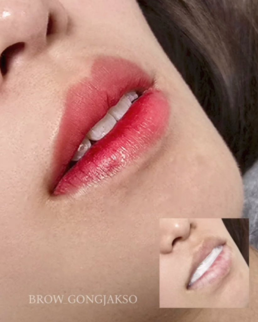 입술문신 사례, 입술 반영구는 개인에게 맞는 색을 시뮬레이션 해보고 시행한다.